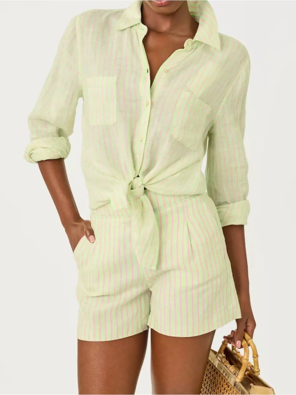 Lilly Pulitzer NWT PISTACHIO MACARON
X Conch Shell Pink Captina Linen Shorts